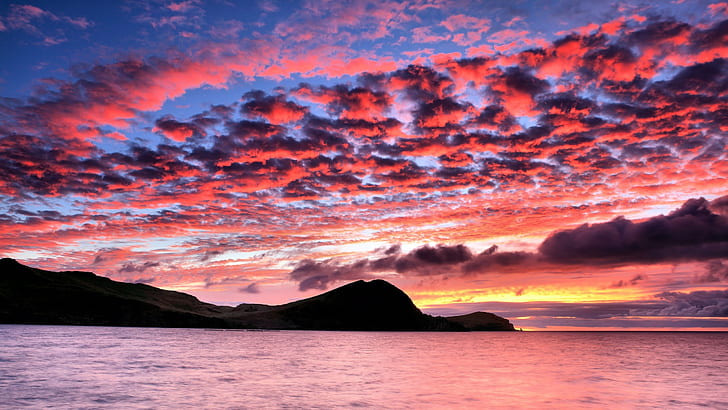 amanecer-mar-cielo*rojo-nube-naturaleza-paisaje, HD wallpaper