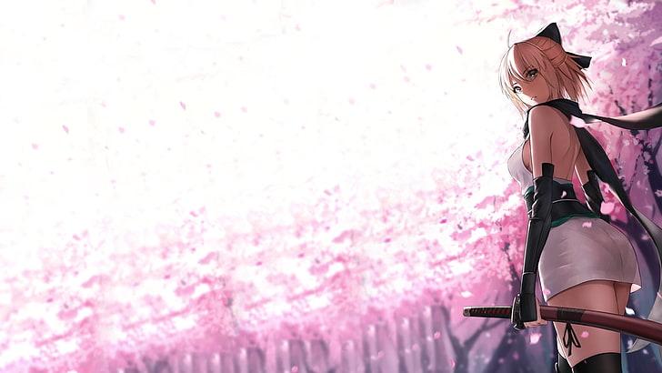 female anime fictional character wallpaper, Sakura Saber, Fate/Grand Order
