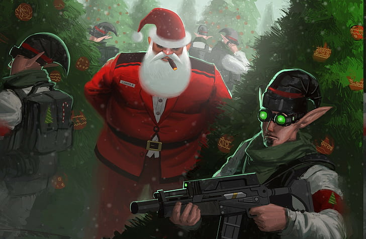 Image result for santa's elves with toy guns