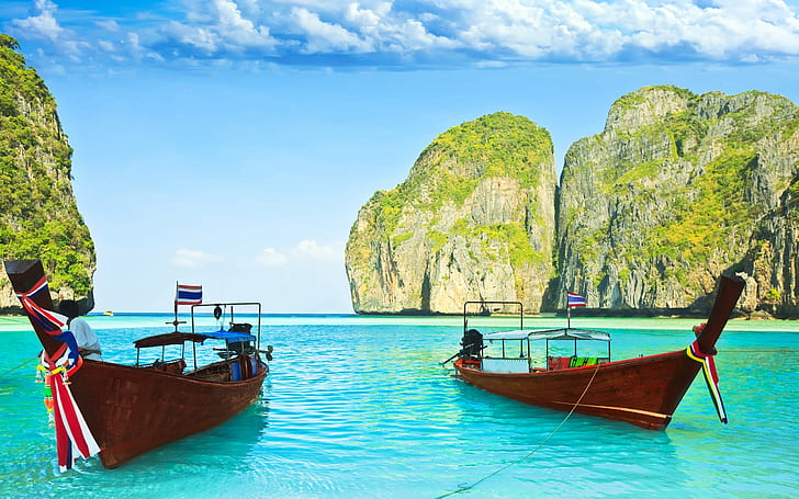 Phi Phi Islands, Boat, HD wallpaper