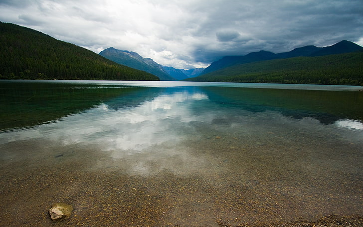 body of water, nature, landscape, clouds, mountains, lake, beauty in nature