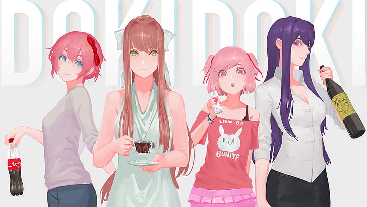 HD wallpaper: Doki Doki Literature Club, anime girls, Monika (Doki