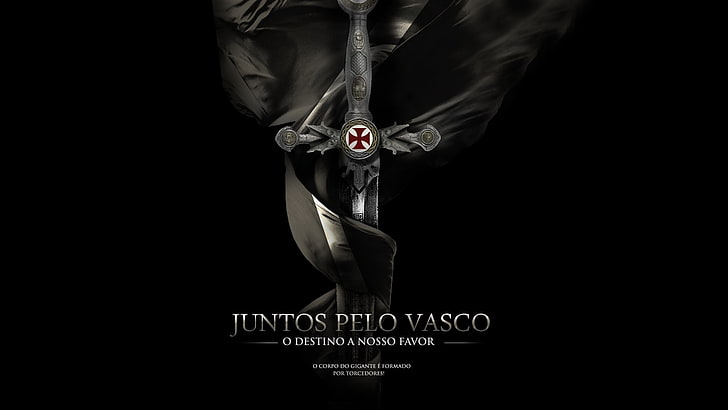 Vasco da Gama, black, sports, soccer, soccer clubs, cross, sword, HD wallpaper