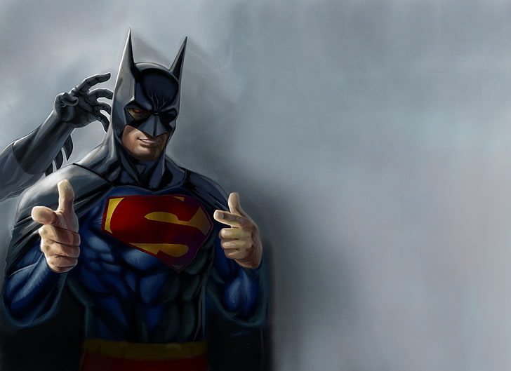 Batman illustration, Superman, artwork, superhero, cape, heroes