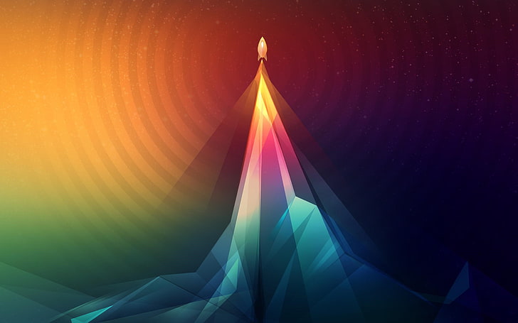 rocket, spaceship, abstract, artwork, colorful, night, multi colored, HD wallpaper