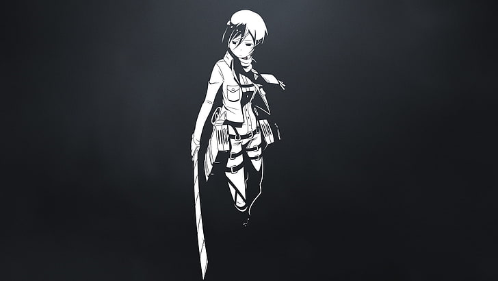 Shingeki no Kyojin, Mikasa Ackerman, anime girls, copy space, HD wallpaper