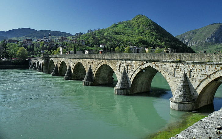 Old Turkish Bridge, serbia, river, nature and landscapes, HD wallpaper