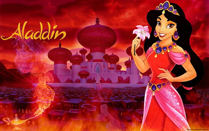 Disney Princess Jasmine City Abbrakh Cartoon Aladdin Photo Wallpaper Hd 1920×1200