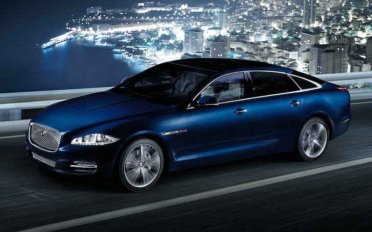 2012 Jaguar XJ, blue sedan, cars, 1920x1200, HD wallpaper