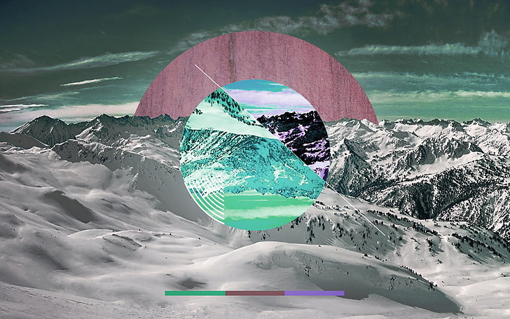 snow-covered mountain wallpaper, mountains, polyscape, digital art