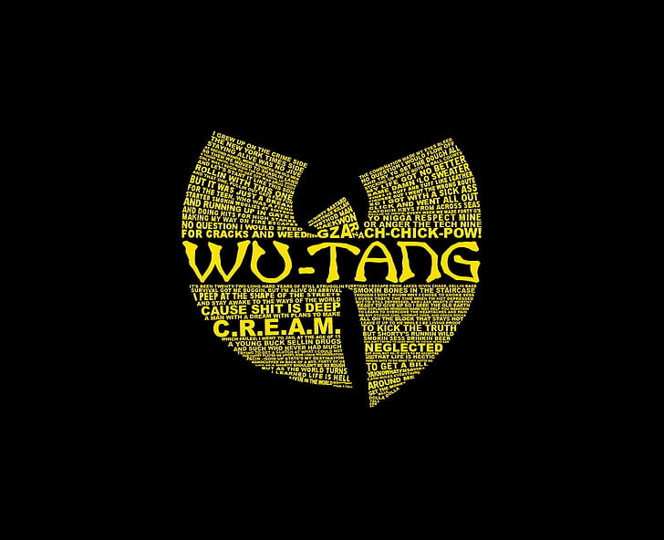 Wu-Tang tag cloud, music, hip hop, rap, wu tang, clan, symbol, HD wallpaper