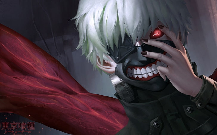 HD wallpaper: Tokyo Ghoul, mask, white hair, red eyes, Kaneki Ken, one  person | Wallpaper Flare