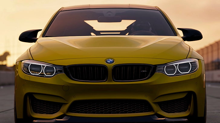 BMW, BMW M4, BMW M4 GTS, yellow cars, vehicle, mode of transportation, HD wallpaper