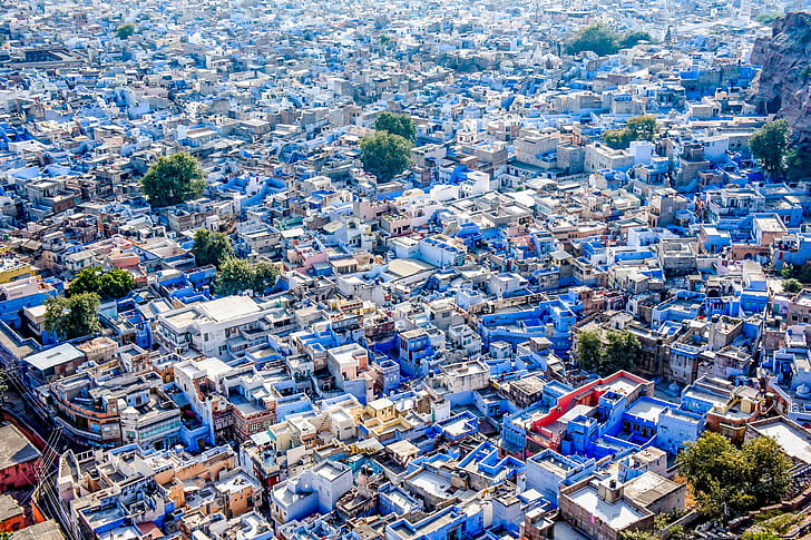India, Jodhpur, Blue city, The Blue City, HD wallpaper