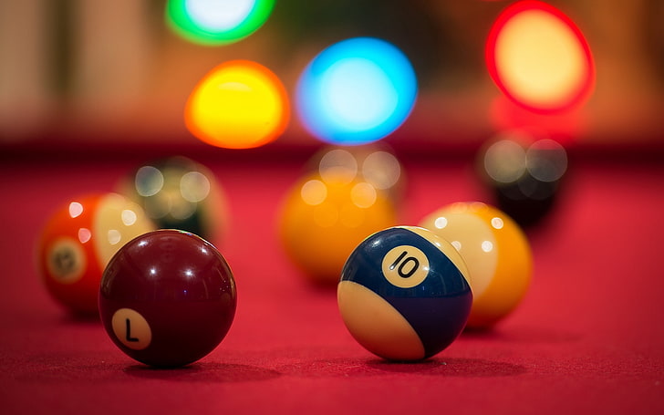 pool billiard balls, billiards, table, colorful, game, pool Game
