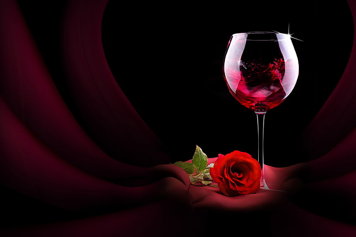 HD wallpaper: clear wine glass, flower, rose, red, rose - flower, wineglass  | Wallpaper Flare