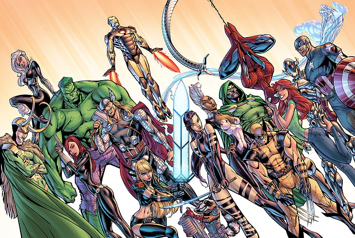 Marvel characters illustration, spider-man, God, X-Men, Storm