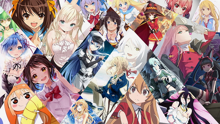 assorted-title anime collage, Shiina Mashiro, Miyazono Kaori, HD wallpaper