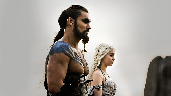 Game of Thrones Khal Drogo, Emilia Clarke, young adult, two people