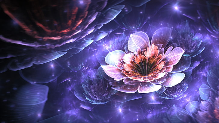 fractal, Apophysis, flowers, digital art, 3D, fractal flowers, HD wallpaper