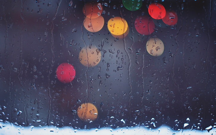 water droplets, rain, water on glass, wet, glass - material, raindrop, HD wallpaper