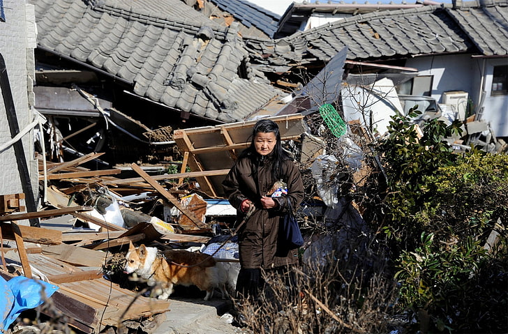 Japan, earthquakes, one person, architecture, real people, built structure