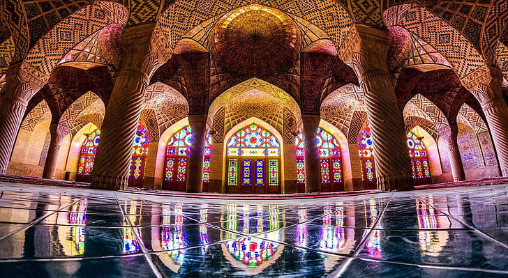 Nasir al-Mulk Mosque, Architecture, Inside, iran, nasiralmulk, HD wallpaper
