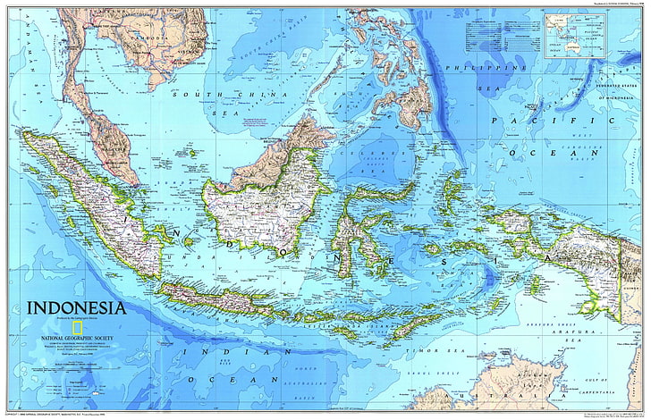 Indonesia map, National Geographic, world map, guidance, text