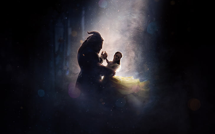Beauty and the Beast 2017 4K, people, night, two people, space, HD wallpaper