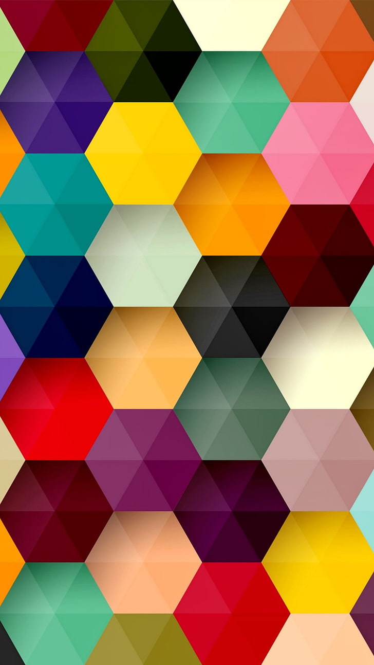 Hexagon Colorful Abstract, multicolored artwork, 3D, Abstract 3D
