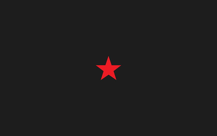black background, digital art, minimalism, red, Red Star, Simple, HD wallpaper