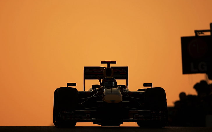 silhouette of racing car, race, sports, f1, equipment, people, HD wallpaper