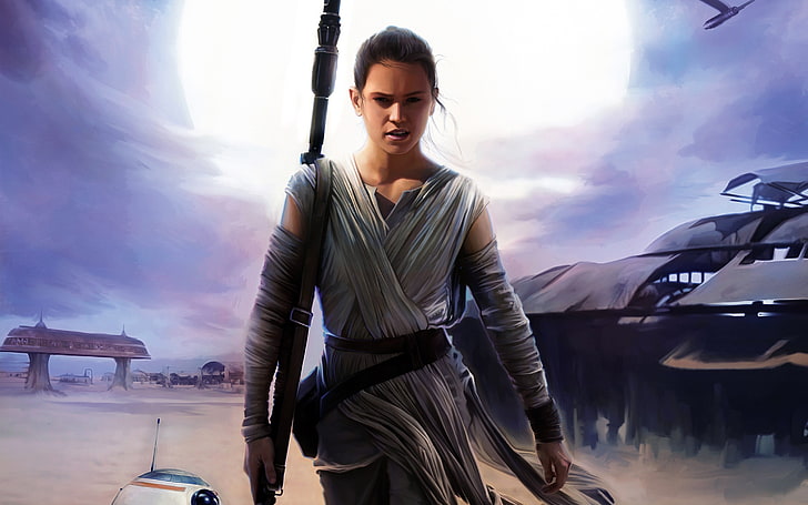 Star Wars Rey wallpaper, Jedi, Star Wars: The Force Awakens, Daisy Ridley, HD wallpaper