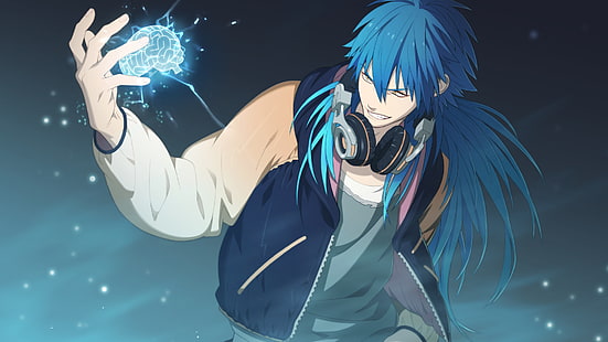 HD wallpaper: anime, anime boys, blue hair, long hair, headphones,  DRAMAtical Murder | Wallpaper Flare