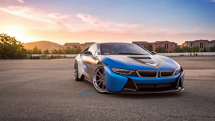 blue, supercar, sport cars, Vorsteiner VR-E BMW i8