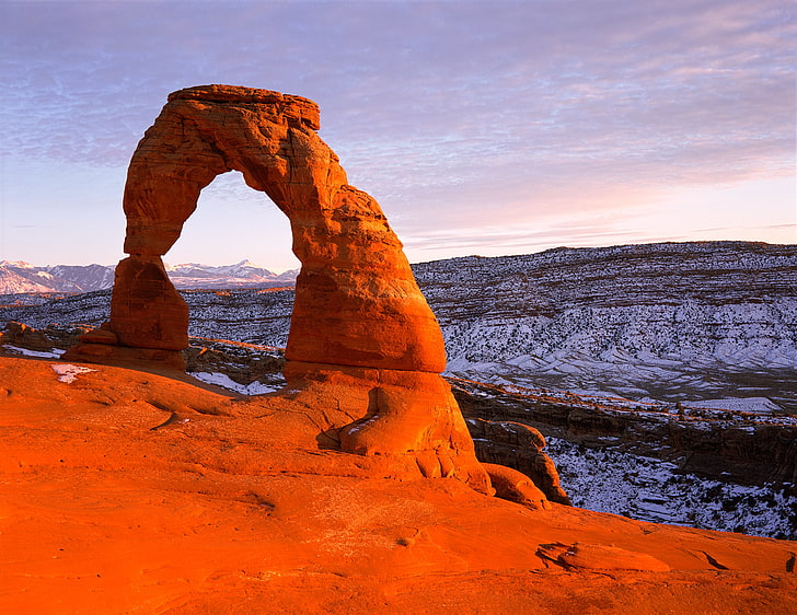 delicate arch, arches, national park, stones, mountains, utah