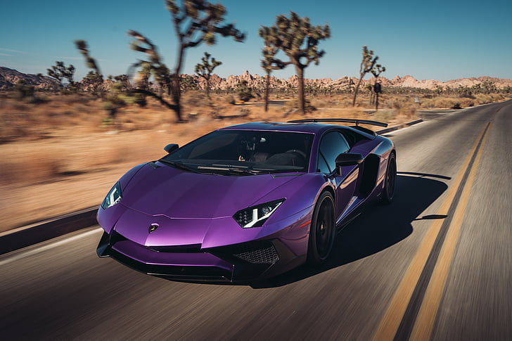 Lamborghini Aventador SuperVeloce Coupe, Purple, 5K, HD wallpaper