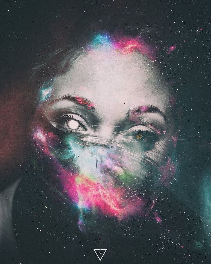 multicolored human face abstract painting, photo manipulation, HD wallpaper