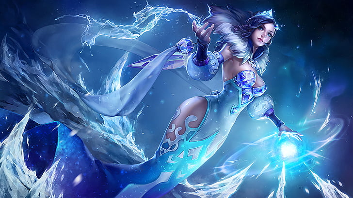 Video Game, King of Glory, Blue, Fantasy, Girl, Ice, Woman, HD wallpaper