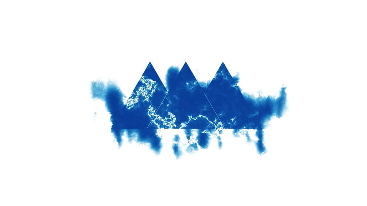 blue logo, triangle, abstract, digital art, simple background, HD wallpaper