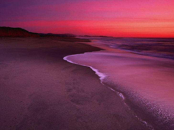 Dunes Beach, Half Moon Bay, California, beaches, sunsets, nature and landscapes, HD wallpaper