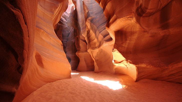 light, orange, canyon, antelope canyon, limestone, formation, HD wallpaper