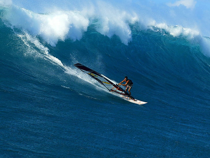 Windsurfing HD, white surfboard, sports, HD wallpaper
