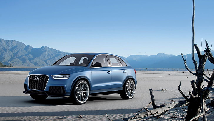 Audi Q3, blue cars, vehicle, mode of transportation, sky, nature, HD wallpaper