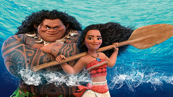 Maui and Moana poster, Animation, HD, 8K