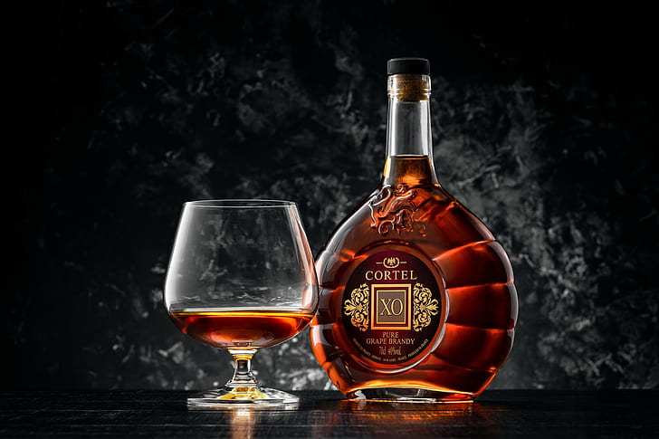 style, background, glass, bottle, brandy