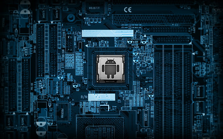 Technology, Android, High Tech, computer chip, circuit board, HD wallpaper
