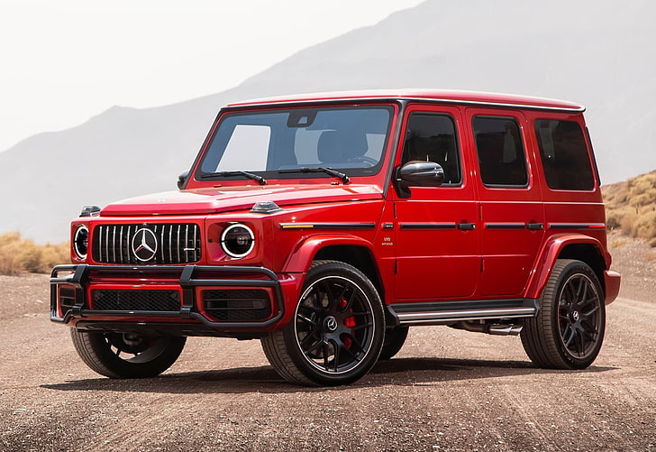 amg, g63, mercedes-benz, red, mode of transportation, mountain