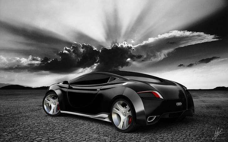 Audi 2020, black concept car, cars, HD wallpaper