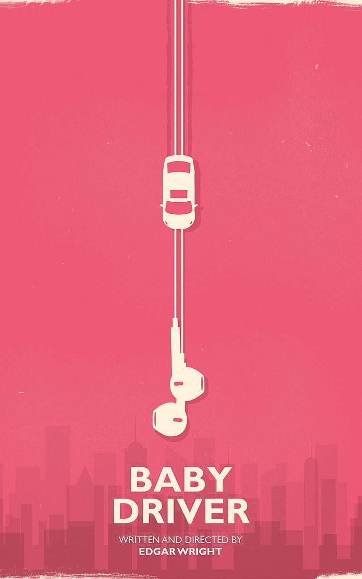 Baby Driver, car, Edgar Wright, minimalism, movies, red, no people